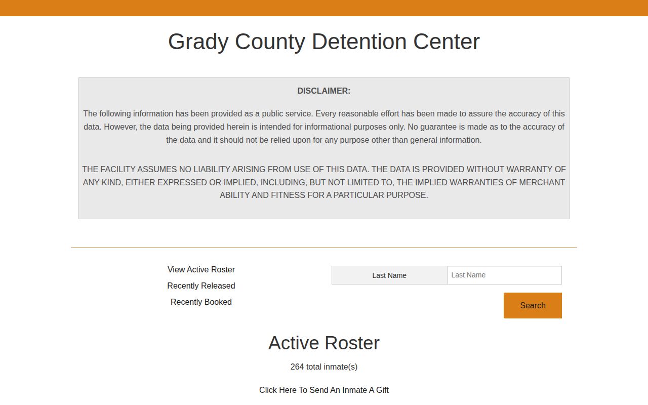 Grady County Detention Center active roster current custody interface